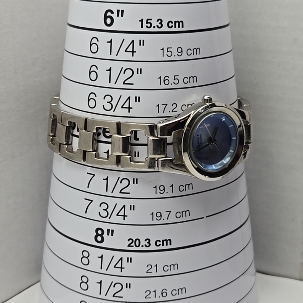 Rare Womens Caravelle By Bulova Watch 23mm Silver Tone Blue Dial New Battery - Picture 7 of 10